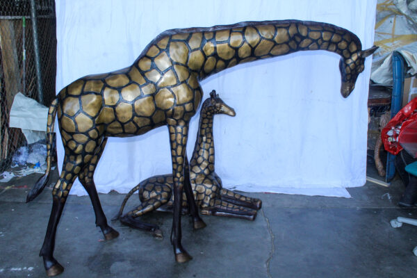 Life Size Bronze Giraffes Statues, One Laying, One Standing 77" x 21" x 58"H - Image 5
