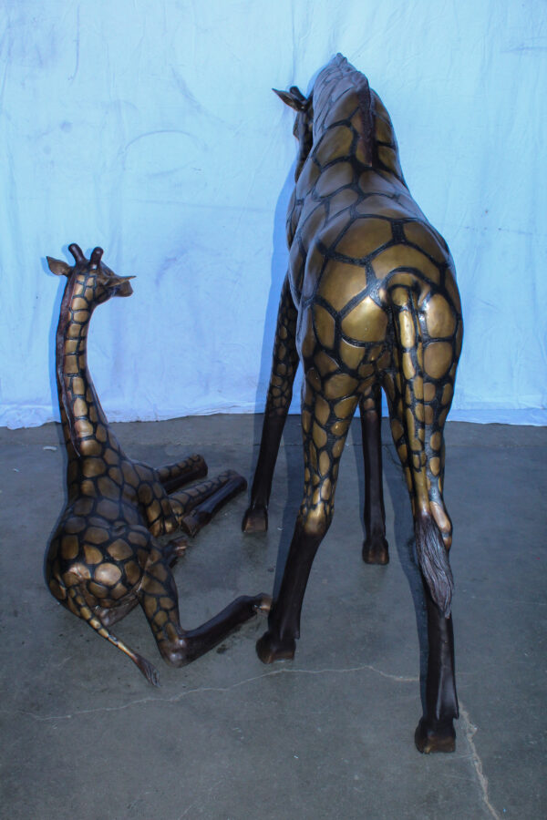 Life Size Bronze Giraffes Statues, One Laying, One Standing 77" x 21" x 58"H - Image 7