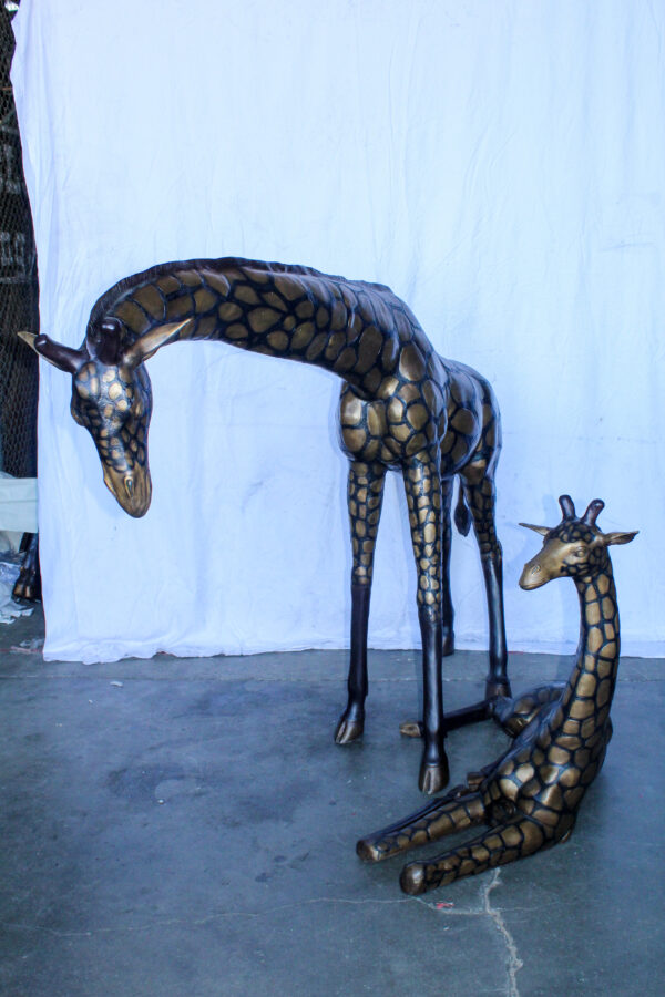 Life Size Bronze Giraffes Statues, One Laying, One Standing 77" x 21" x 58"H - Image 10
