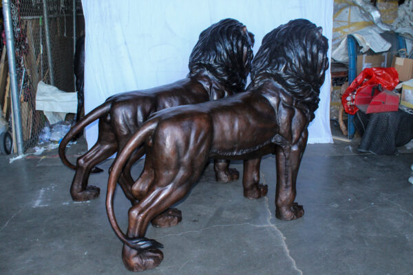 Pair of Giant Lions Bronze Statues, Wildlife Majesty Accents 78" x 24" x 57"H - Image 12