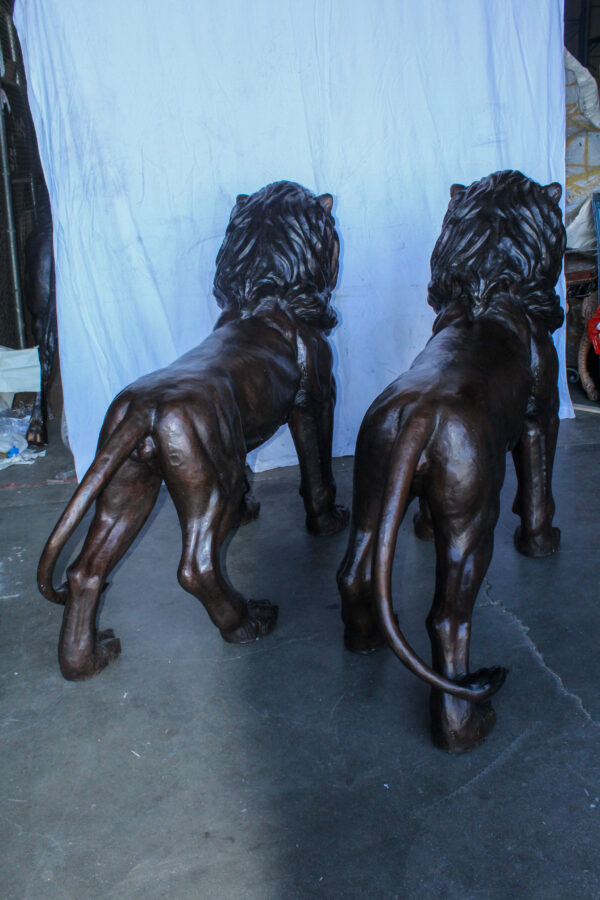 Pair of Giant Lions Bronze Statues, Wildlife Majesty Accents 78" x 24" x 57"H - Image 8