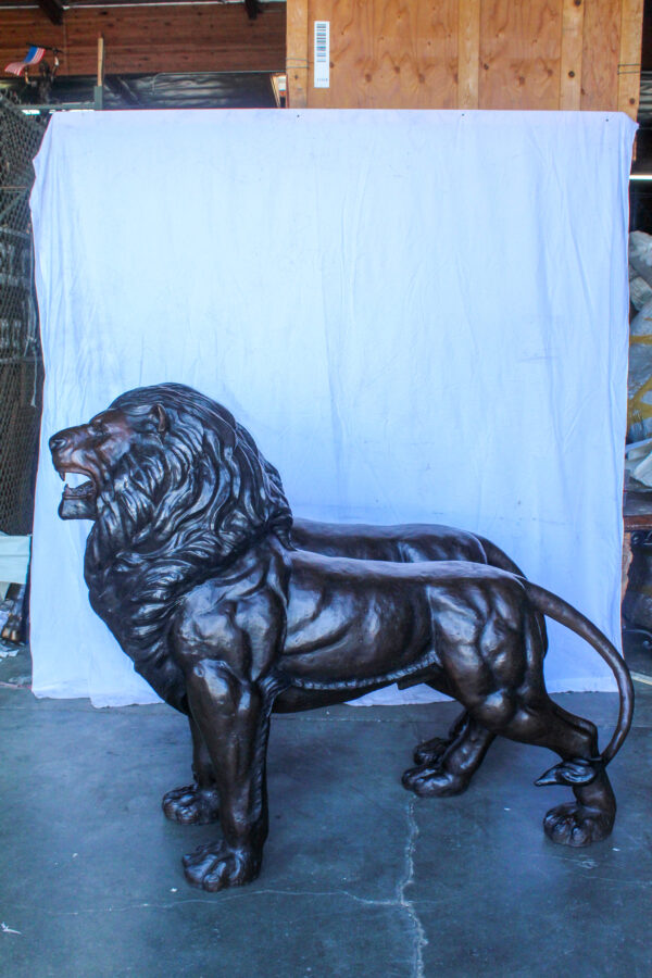 Pair of Giant Lions Bronze Statues, Wildlife Majesty Accents 78" x 24" x 57"H - Image 13