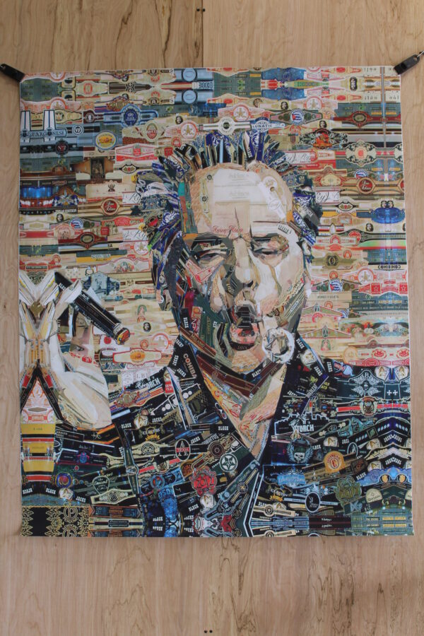 Cigar band collage Jack Nicholson Pop Art on a Giant Unstretched Canvas, 44"x54" - Image 2