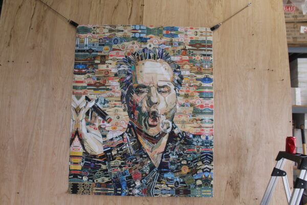 Cigar band collage Jack Nicholson Pop Art on a Giant Unstretched Canvas, 44"x54" - Image 4