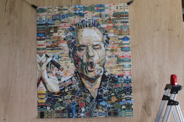 Cigar band collage Jack Nicholson Pop Art on a Giant Unstretched Canvas, 44"x54" - Image 6