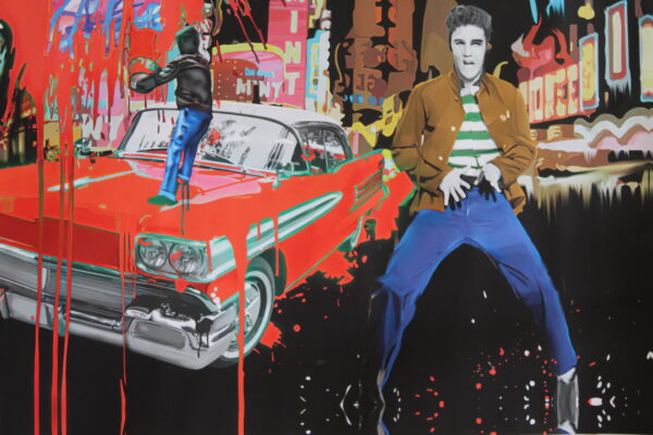 Elvis with a splash a Marc Rudinsky Replica, a Giant Unstretched Canvas, 64"x44" - Image 7