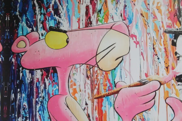 Pink Panther and Charli Chaplin Pop Art Giant size Unstretched Painting, 64"x44" - Image 11