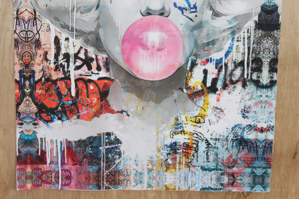 Marilyn Monroe With Bubble Gum A giant Pop Art Unstretched Painting, 44"x64" - Image 5