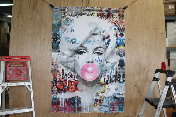 Marilyn Monroe With Bubble Gum A giant Pop Art Unstretched Painting, 44"x64" - Image 6