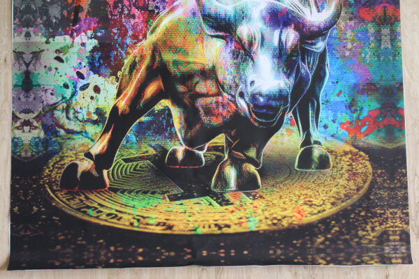 Bitcoin Bull Market, A Giant Painting on Unstretched Canvas, 52"x52" - Image 5
