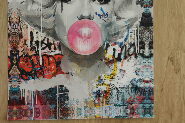 Marilyn Monroe With Bubble Gum A giant Pop Art Unstretched Painting, 44"x64" - Image 8