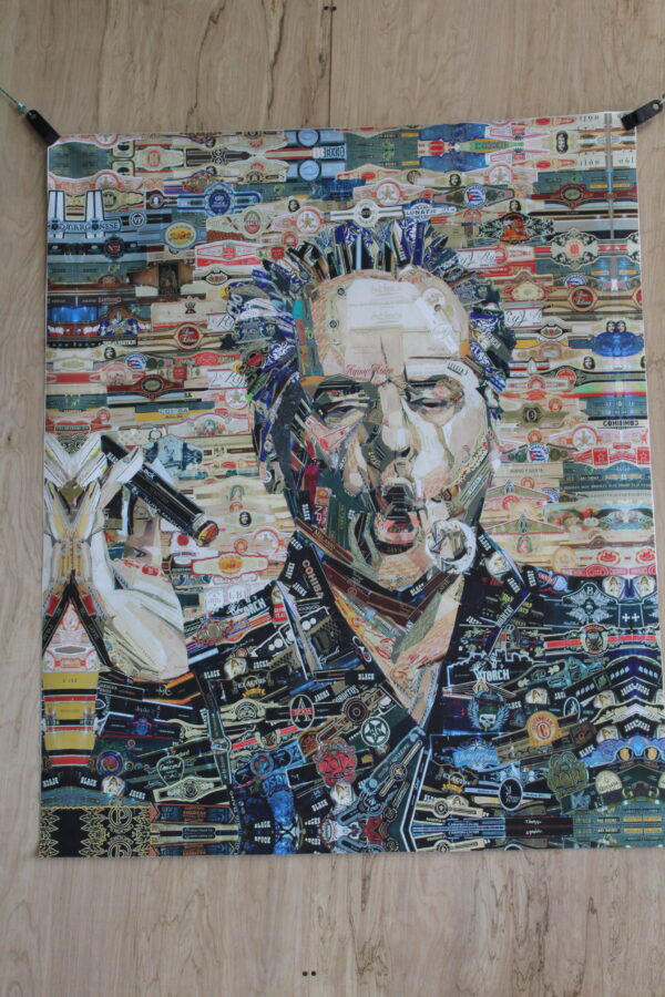 Cigar band collage Jack Nicholson Pop Art on a Giant Unstretched Canvas, 44"x54" - Image 7