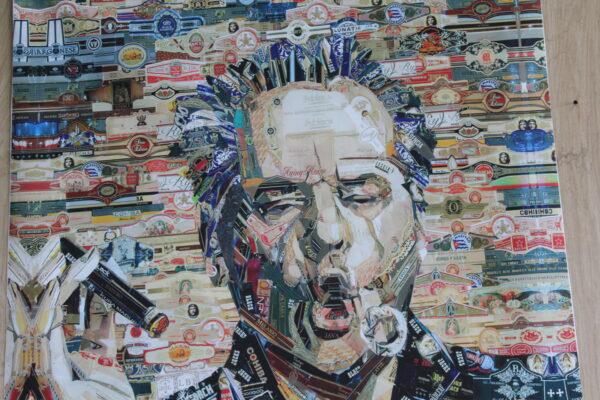 Cigar band collage Jack Nicholson Pop Art on a Giant Unstretched Canvas, 44"x54" - Image 8