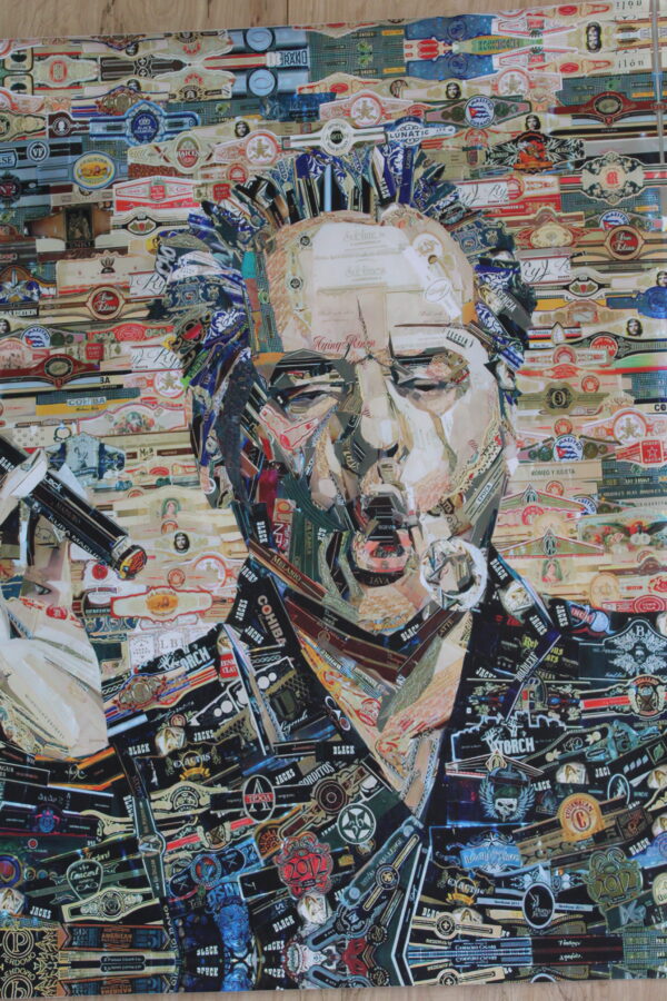 Cigar band collage Jack Nicholson Pop Art on a Giant Unstretched Canvas, 44"x54" - Image 9