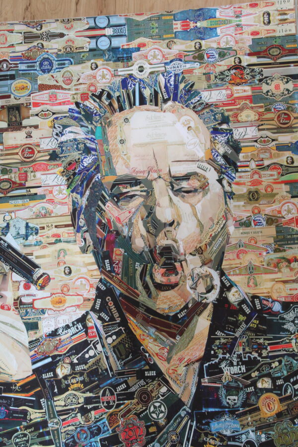 Cigar band collage Jack Nicholson Pop Art on a Giant Unstretched Canvas, 44"x54" - Image 10