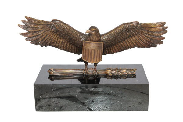 American Eagle Bronze Sculpture on Marble Base Patriotic Decor 20" x 8" x 14"H