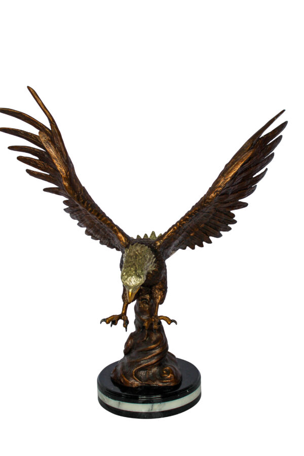 Bronze Eagle Statue With Outstretched Wings on Marble Base 17" x 29" x 32"H - Image 3