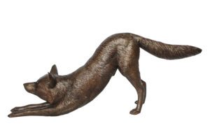 Bronze Stretching Wolf Statue Graceful Wildlife Home Décor 49" x 10" x 20"H