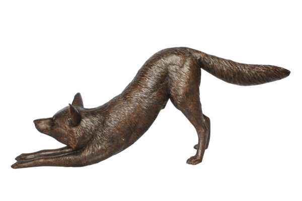 Bronze Stretching Wolf Statue Graceful Wildlife Home Décor 49" x 10" x 20"H
