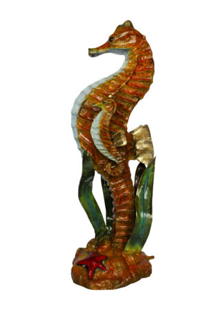 Bronze Seahorse And Baby Statue Ocean Reef Art Décor 16" x 14" x 43"H