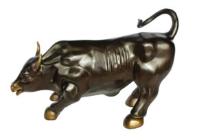 Wall Street Bull Bronze Statue Replica in a Powerful Pose 32" x 16" x 21"H