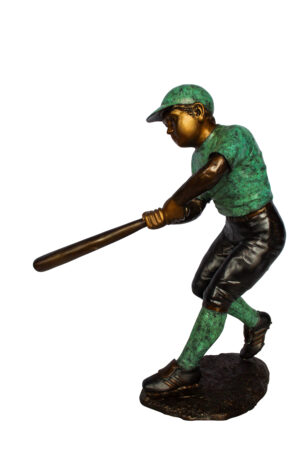Baseball Boy Bronze Statue Life Size Garden Sculpture 27" x 12" x 24"H
