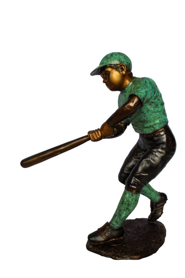 Baseball Boy Bronze Statue Life Size Garden Sculpture 27" x 12" x 24"H