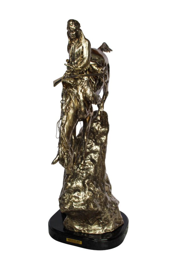 Jumbo Bronze Mountain Man Statue by Remington Silver Finish 24" x 14" x 36"H