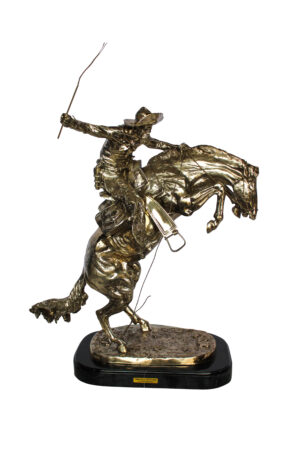 Jumbo Bronze Bronco Buster Statue Silver Finish Replica 26" x 11" x 30"H