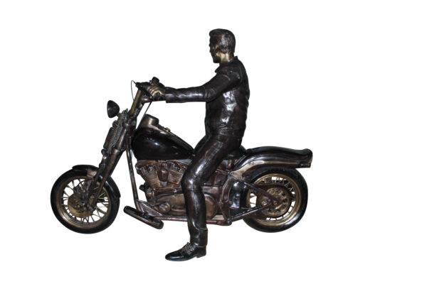 Bronze Sculpture of Man on His Motorcycle Life Size  94" x 50" x 72"H - Image 11