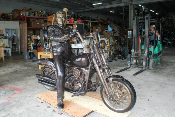 Bronze Sculpture of Man on His Motorcycle Life Size  94" x 50" x 72"H - Image 12