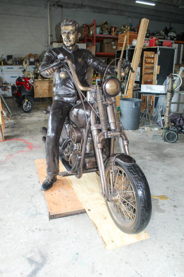 Bronze Sculpture of Man on His Motorcycle Life Size  94" x 50" x 72"H - Image 13