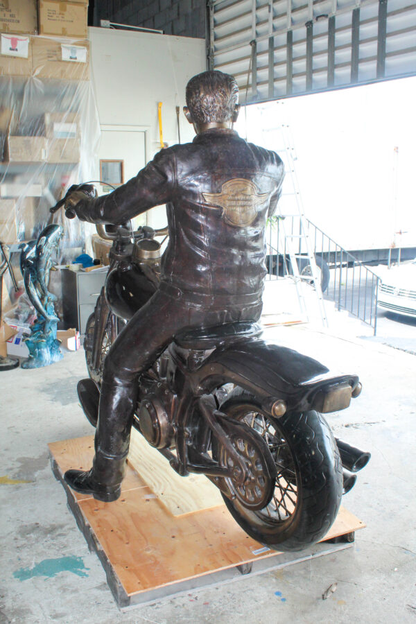 Bronze Sculpture of Man on His Motorcycle Life Size  94" x 50" x 72"H - Image 4