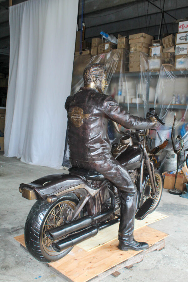 Bronze Sculpture of Man on His Motorcycle Life Size  94" x 50" x 72"H - Image 6