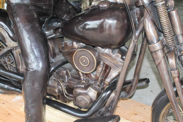 Bronze Sculpture of Man on His Motorcycle Life Size  94" x 50" x 72"H - Image 9