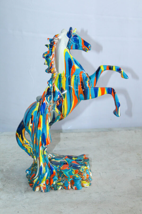 Multicolor Rearing Horse Statue Abstract Art Décor 11" x 6" x 14"H - Image 3