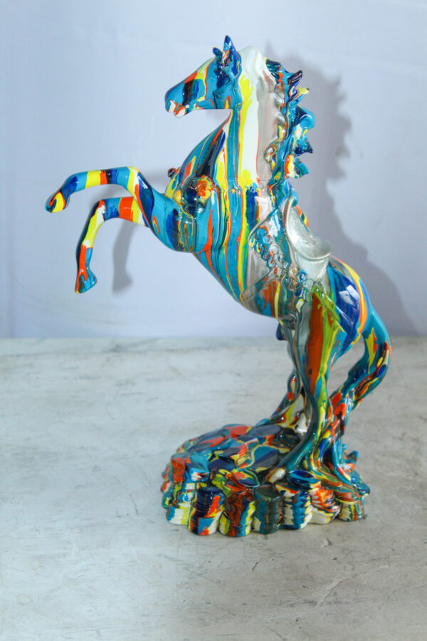 Multicolor Rearing Horse Statue Abstract Art Décor 11" x 6" x 14"H - Image 8