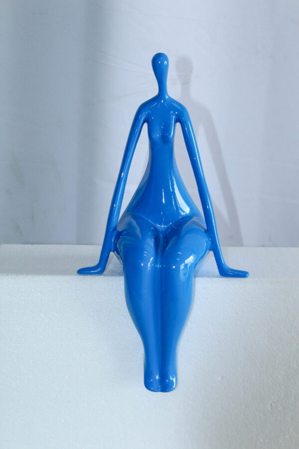 Modern  Abstract Art Resin Statue Sitting On Edge Female Figure 8" x 6" x 15"H - Image 3