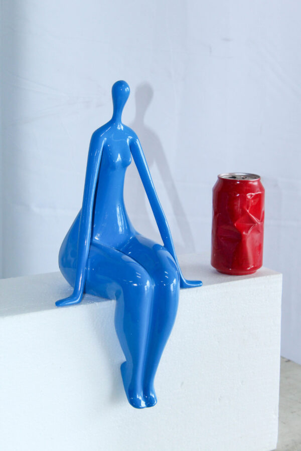 Modern  Abstract Art Resin Statue Sitting On Edge Female Figure 8" x 6" x 15"H - Image 4