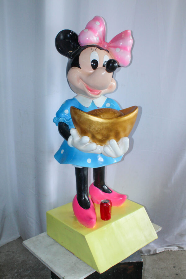 Cartoon Mouse Character Holding Gold Ingot Resin Sculpture 36H 25" x 25" x 58"H - Image 4