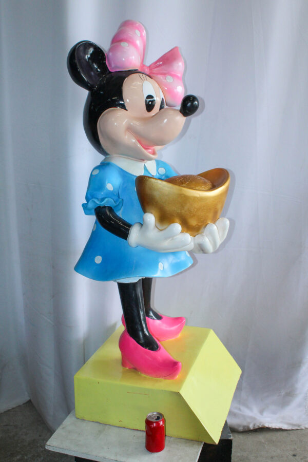 Cartoon Mouse Character Holding Gold Ingot Resin Sculpture 36H 25" x 25" x 58"H - Image 5