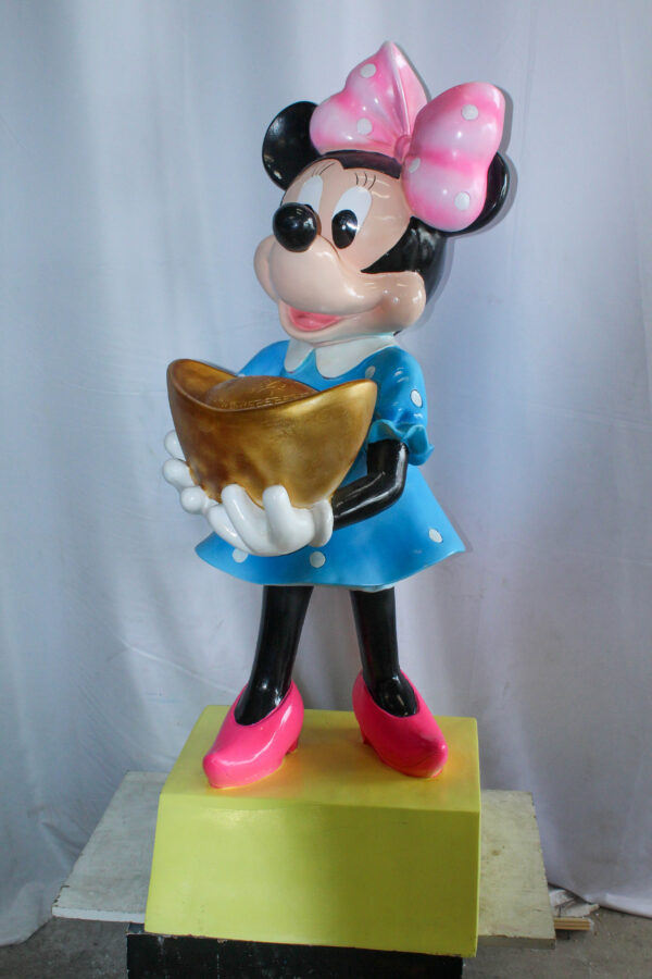 Cartoon Mouse Character Holding Gold Ingot Resin Sculpture 36H 25" x 25" x 58"H - Image 10