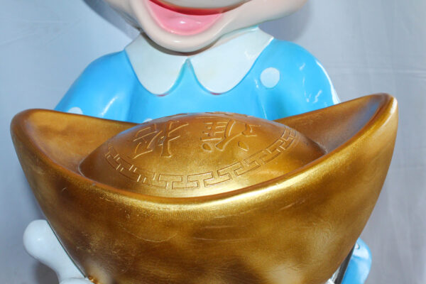 Cartoon Mouse Character Holding Gold Ingot Resin Sculpture 36H 25" x 25" x 58"H - Image 11