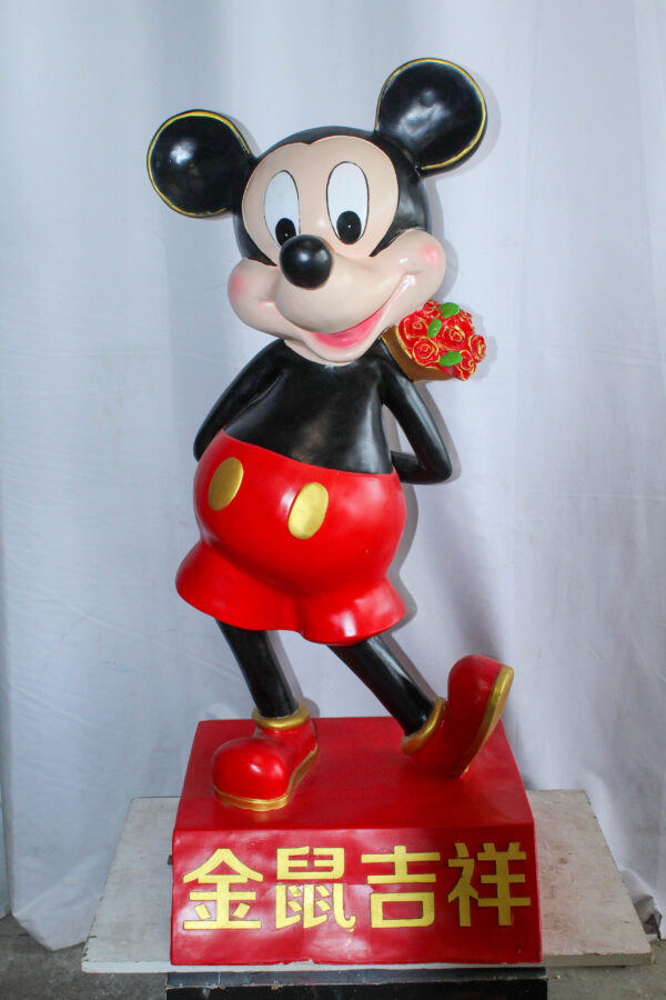 Large Cartoon Girl Character Holding Gold Bowl Statue 21" x 21" x 47"H - Image 11
