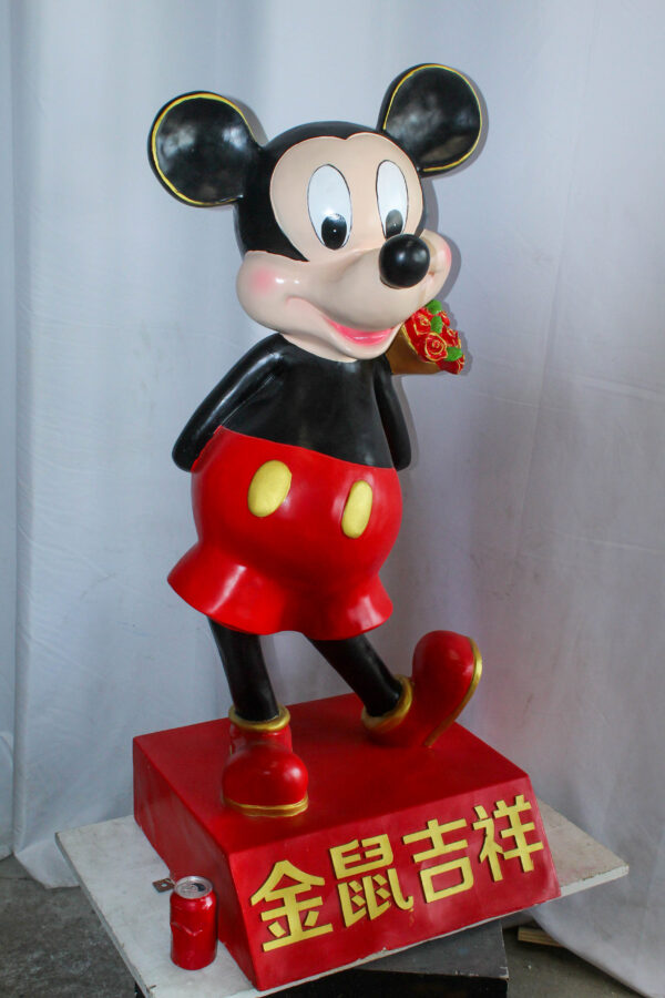Large Cartoon Girl Character Holding Gold Bowl Statue 21" x 21" x 47"H - Image 2