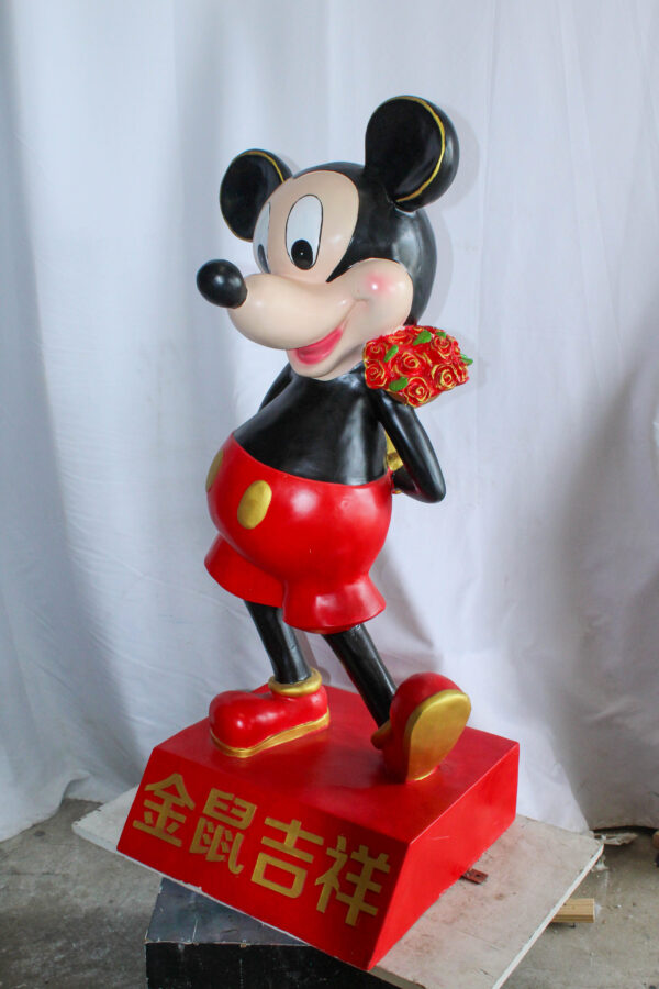Large Cartoon Girl Character Holding Gold Bowl Statue 21" x 21" x 47"H - Image 9