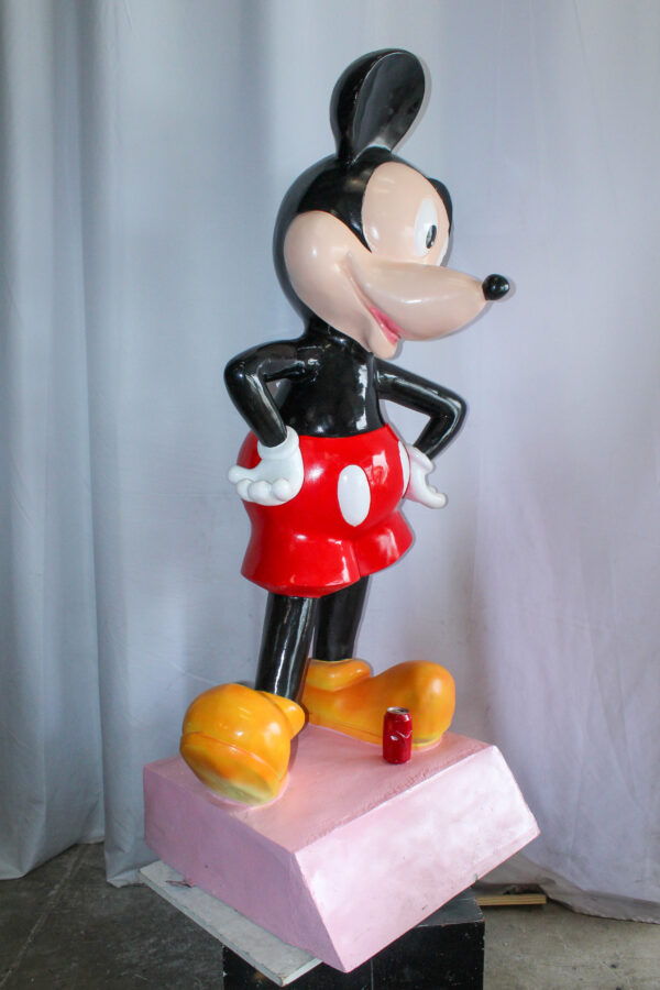 Large Cartoon Mouse Statue Holding Flower Bouquet 35" x 26" x 73"H - Image 5