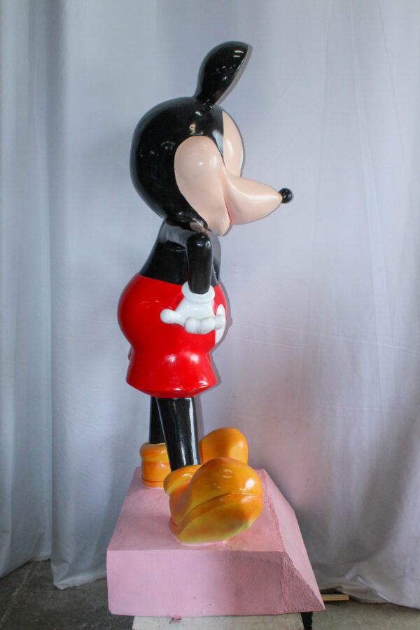 Large Cartoon Mouse Statue Holding Flower Bouquet 35" x 26" x 73"H - Image 6
