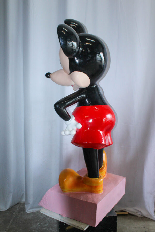 Large Cartoon Mouse Statue Holding Flower Bouquet 35" x 26" x 73"H - Image 9