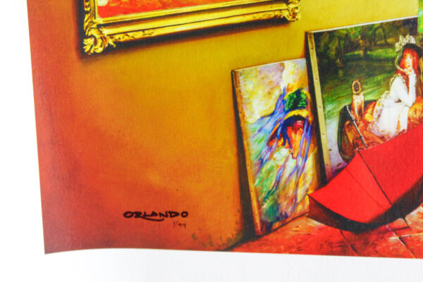 Orlando Quevedo Venetian Lady in Red Giclee Original Painting, 24"x20" - Image 5